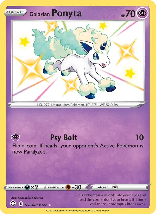 Galarian Ponyta — Shining Fates card #SV047