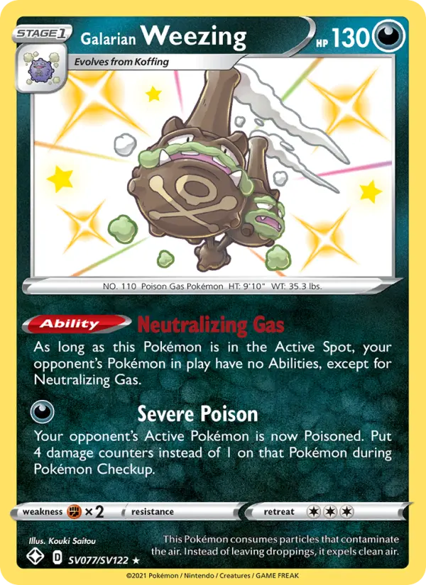 Galarian Weezing — Shining Fates card #SV077
