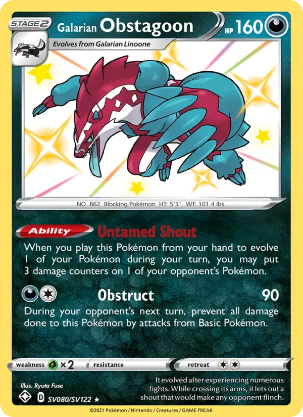 Galarian Obstagoon — Shining Fates card #SV080