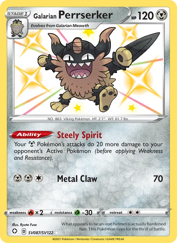 Galarian Perrserker — Shining Fates card #SV087