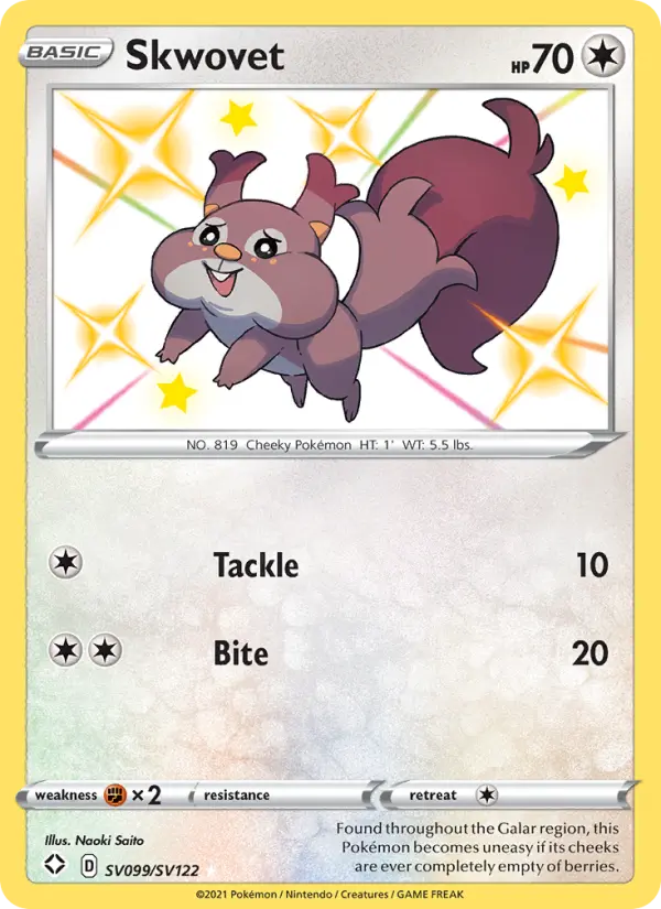 Skwovet — Shining Fates card #SV099