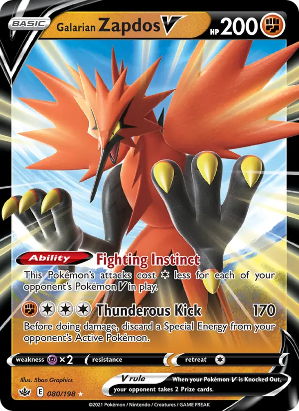 Galarian Zapdos V — Chilling Reign card #80