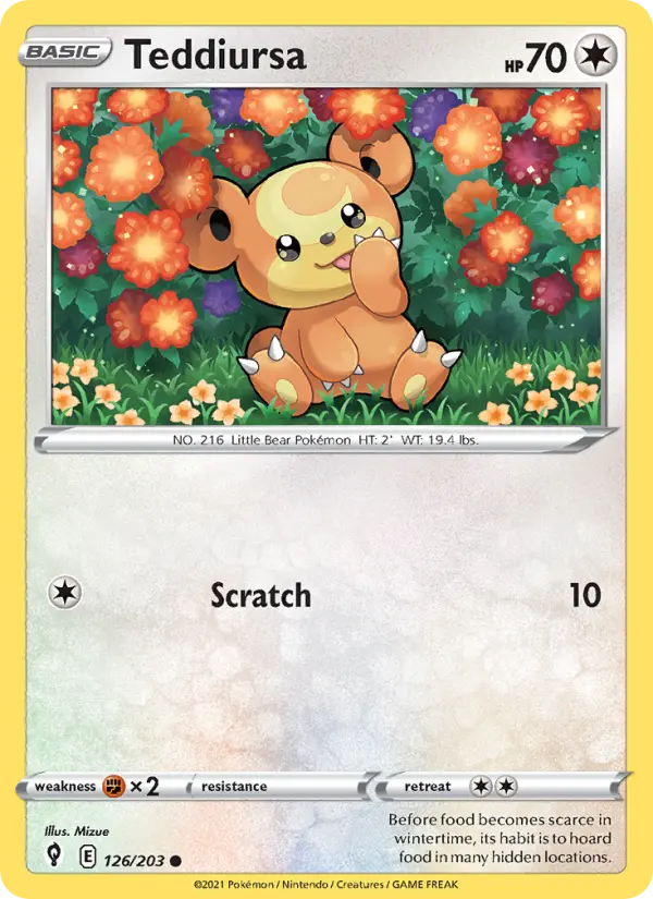 Teddiursa — Evolving Skies card #126
