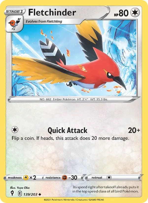 Fletchinder — Evolving Skies card #139