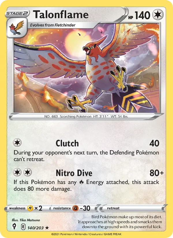 Talonflame — Evolving Skies card #140