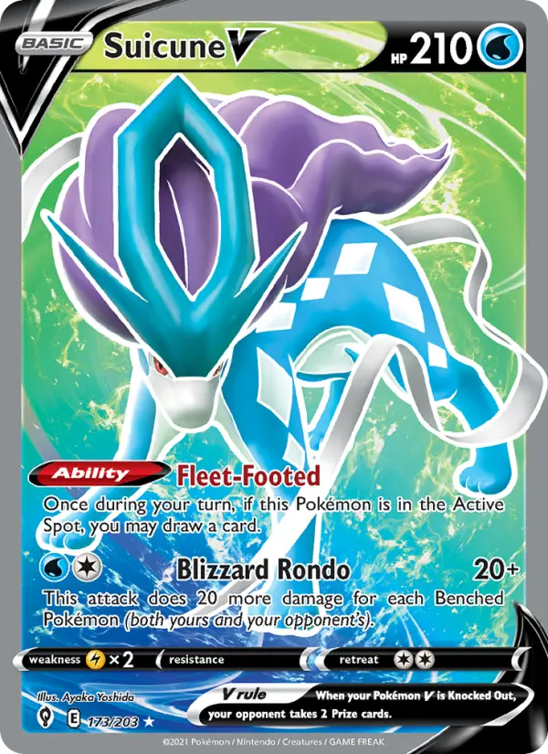 Suicune V — Evolving Skies card #173