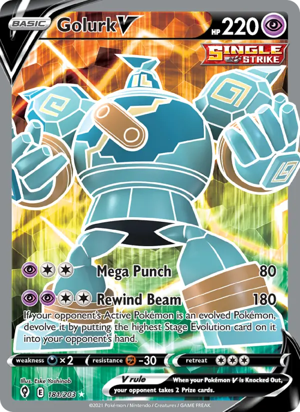 Golurk V — Evolving Skies card #181