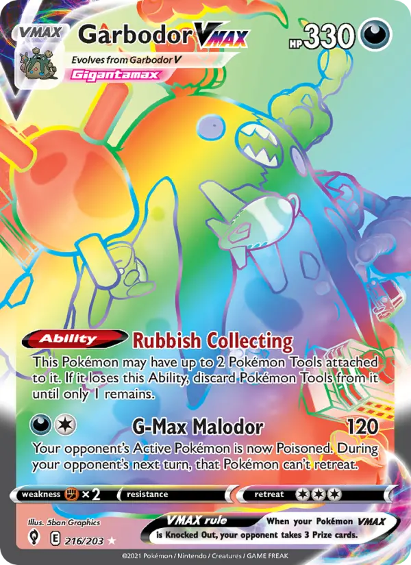 Garbodor VMAX — Evolving Skies card #216