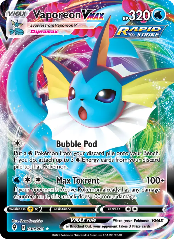 Vaporeon VMAX — Evolving Skies card #30