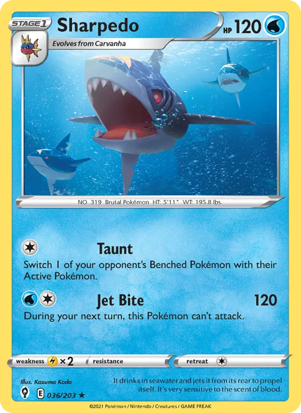 Sharpedo — Evolving Skies card #36