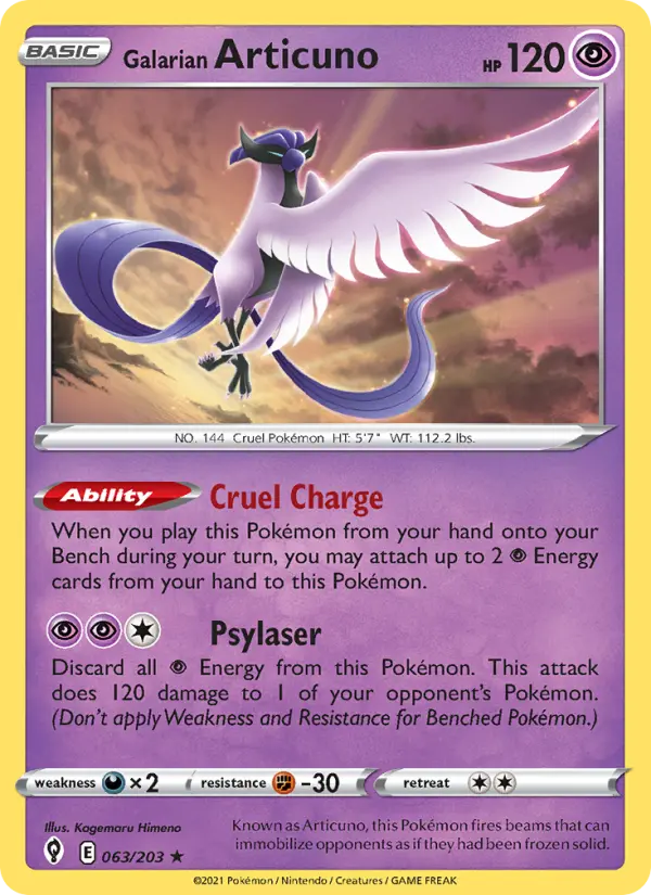 Galarian Articuno — Evolving Skies card #63