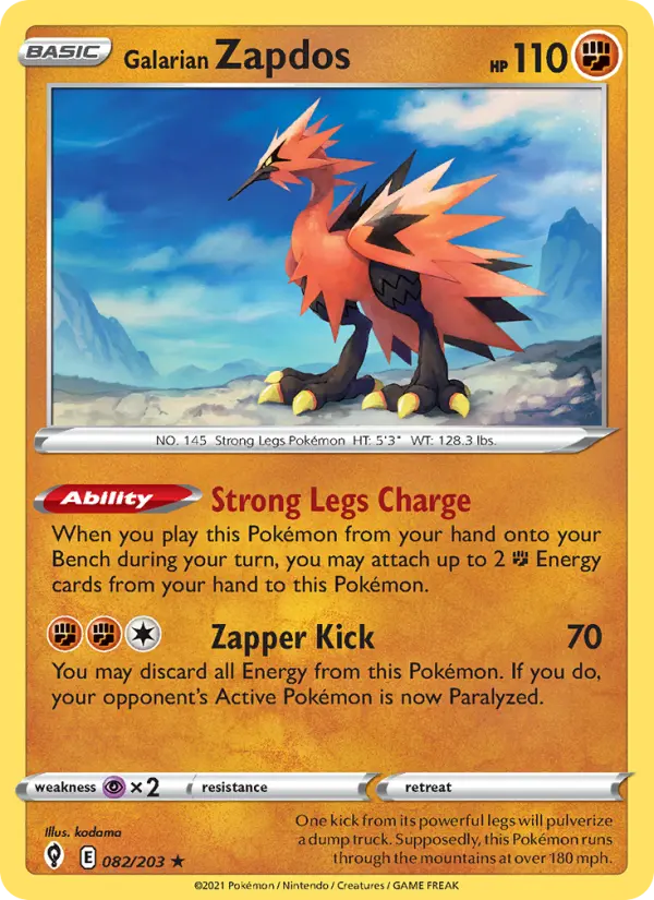 Galarian Zapdos — Evolving Skies card #82