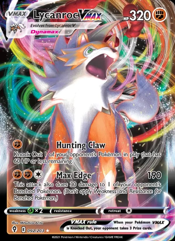Lycanroc VMAX — Evolving Skies card #92