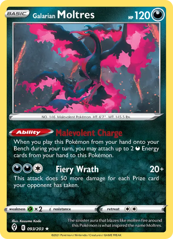 Galarian Moltres — Evolving Skies card #93
