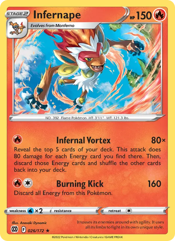 Infernape — Brilliant Stars card #026