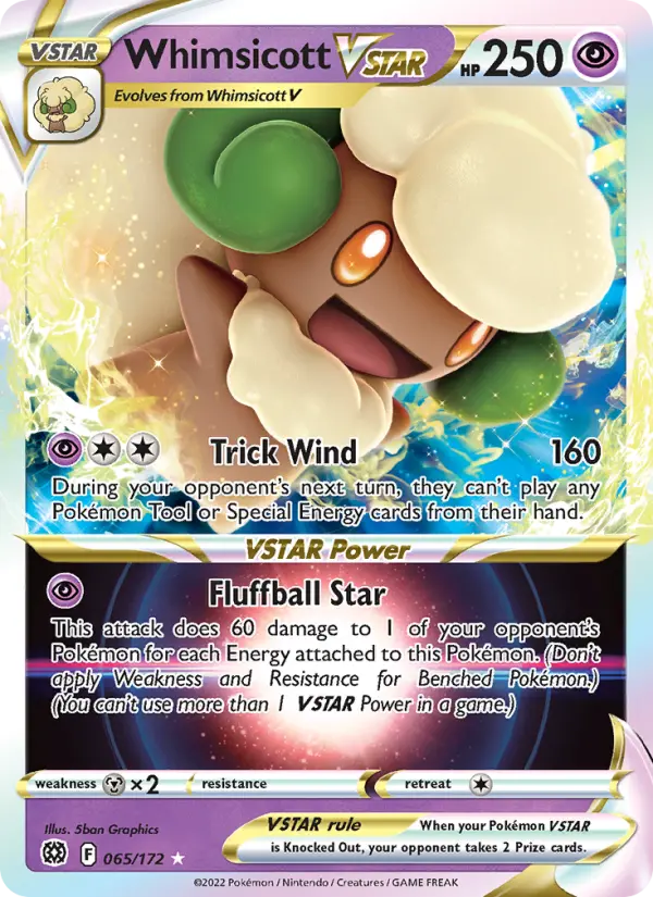 Whimsicott VSTAR — Brilliant Stars card #065