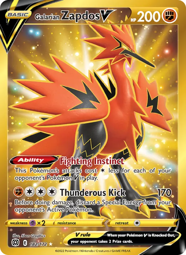 Galarian Zapdos V — Brilliant Stars card #182