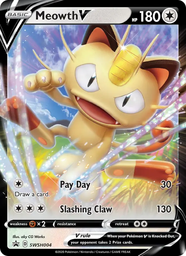 Meowth V — SWSH Black Star Promos card #SWSH004