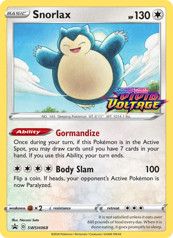 Snorlax — SWSH Black Star Promos card #SWSH068