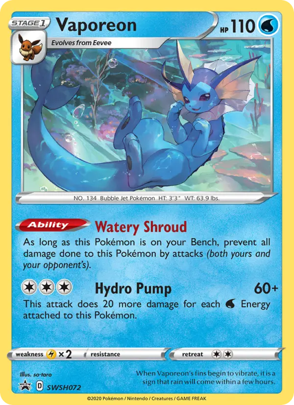 Vaporeon — SWSH Black Star Promos card #SWSH072