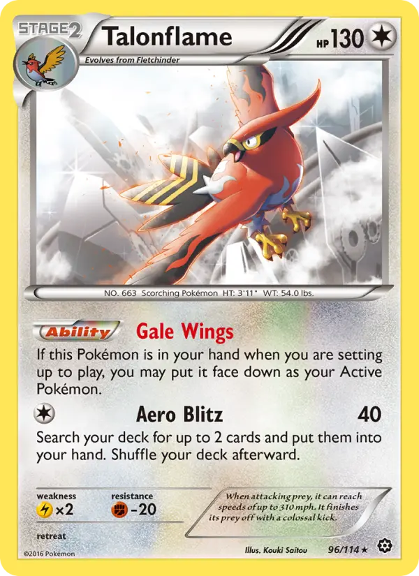 Talonflame — Steam Siege card #96