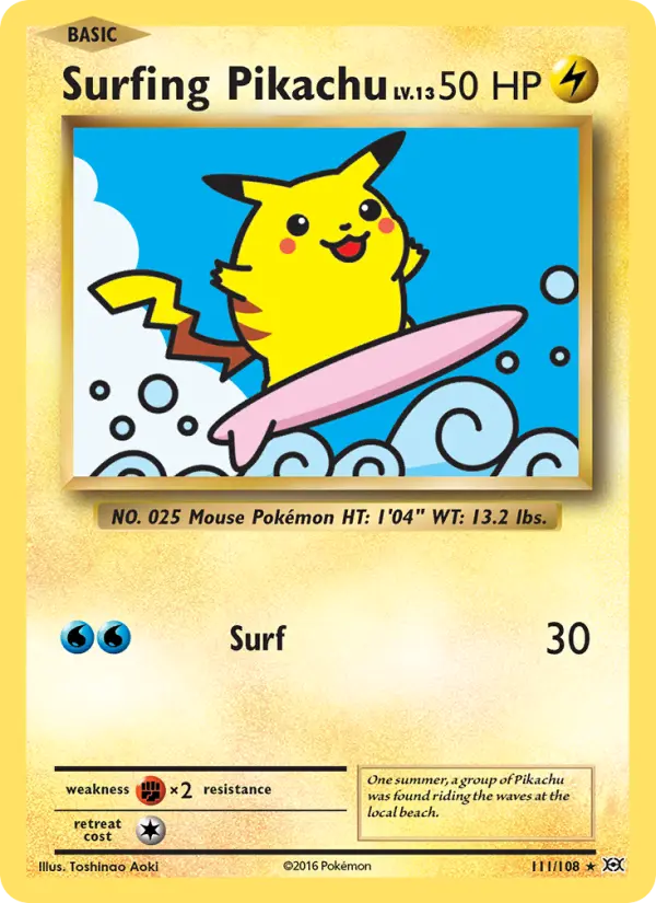 Surfing Pikachu — Evolutions card #111