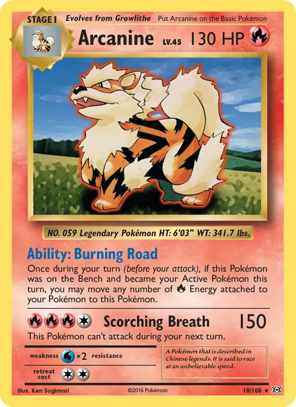 Arcanine — Evolutions card #18