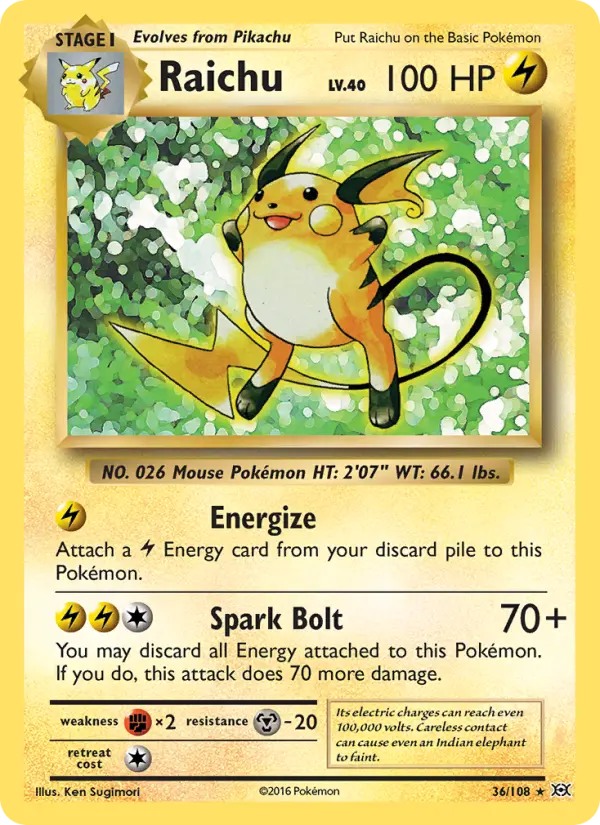 Raichu — Evolutions card #36