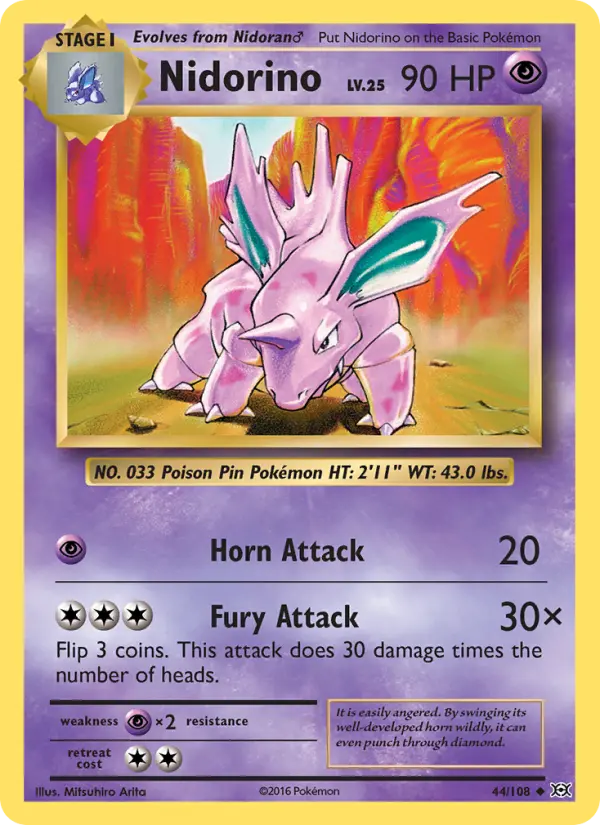 Nidorino — Evolutions card #44
