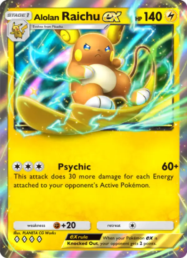 Alolan Raichu ex — Celestial Guardians card #058