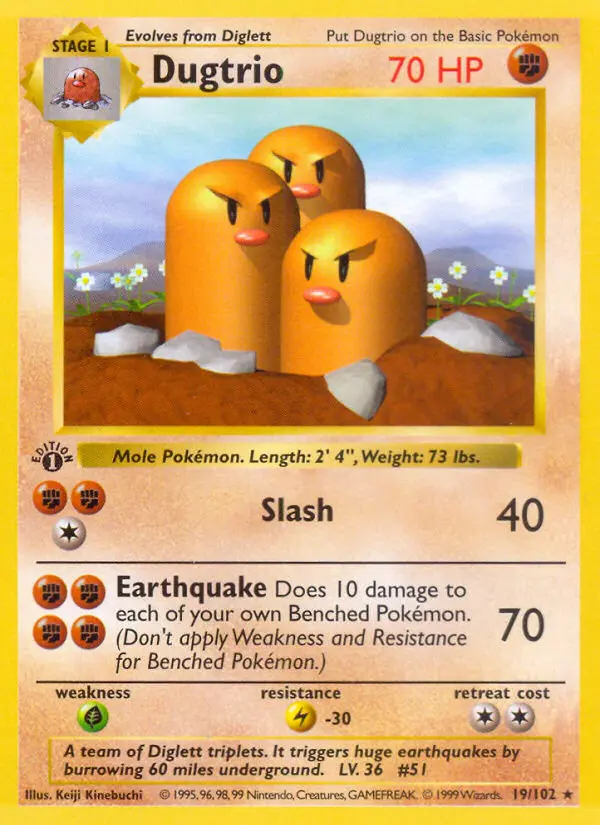 Dugtrio — Base Set card #19