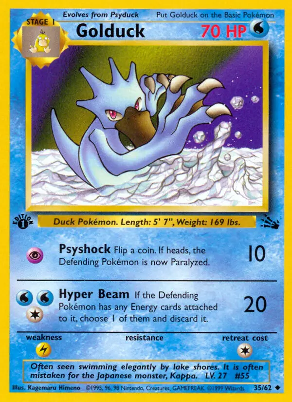 Golduck — Fossil card #35
