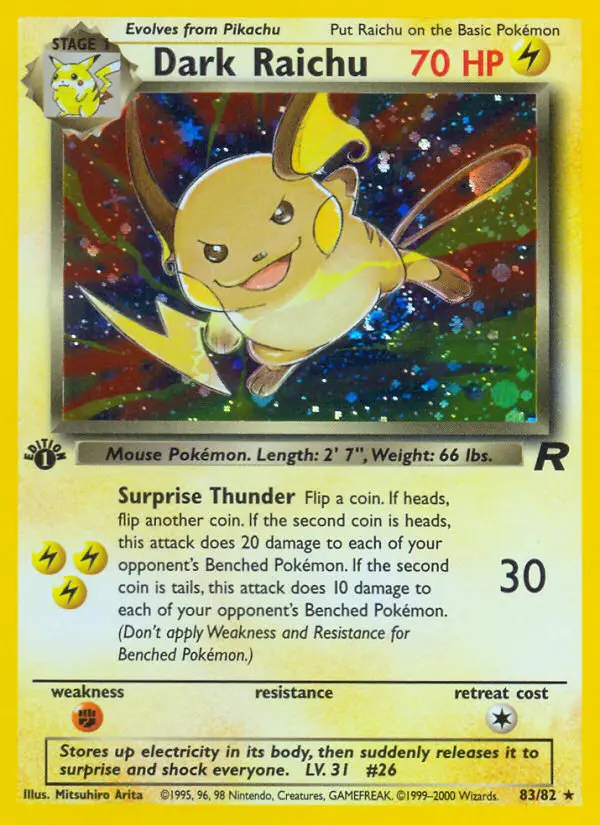 Dark Raichu — Team Rocket card #83