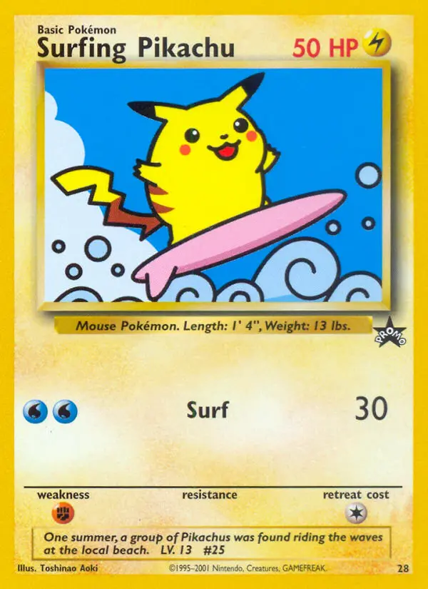 Surfing Pikachu — Wizards Black Star Promos card #28