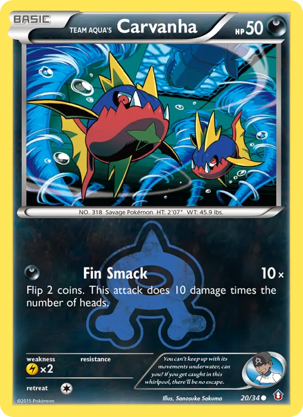 Team Aqua's Carvanha — Double Crisis card #20