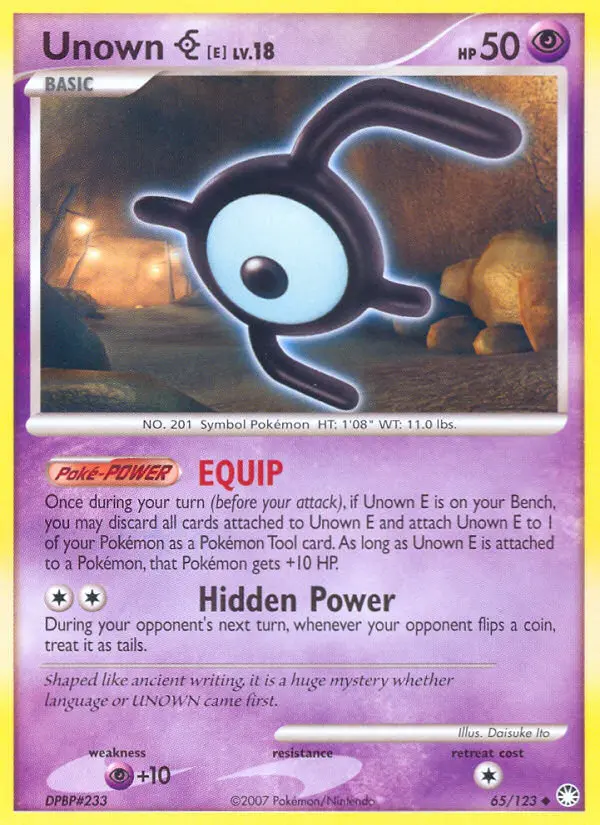 Unown E — Mysterious Treasures card #65