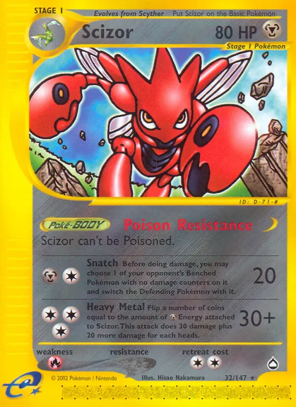 Scizor — Aquapolis card #32
