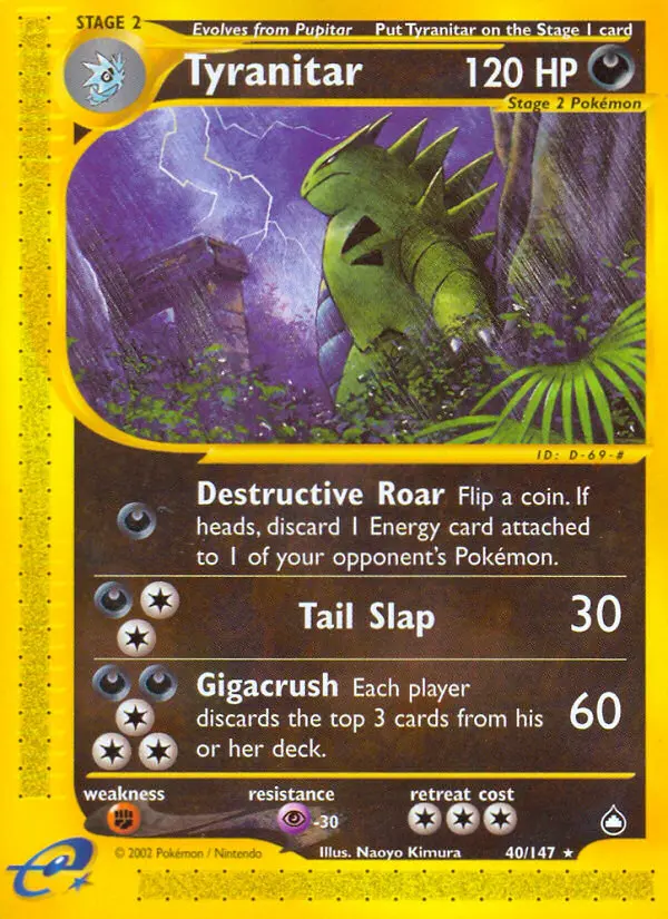 Tyranitar — Aquapolis card #40