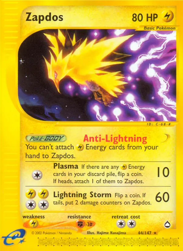 Zapdos — Aquapolis card #44