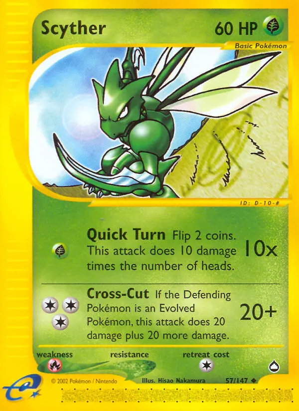 Scyther — Aquapolis card #57