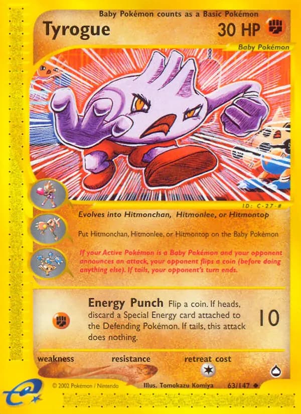 Tyrogue — Aquapolis card #63