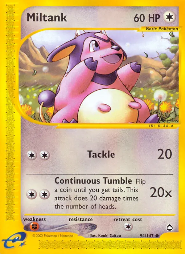 Miltank — Aquapolis card #94