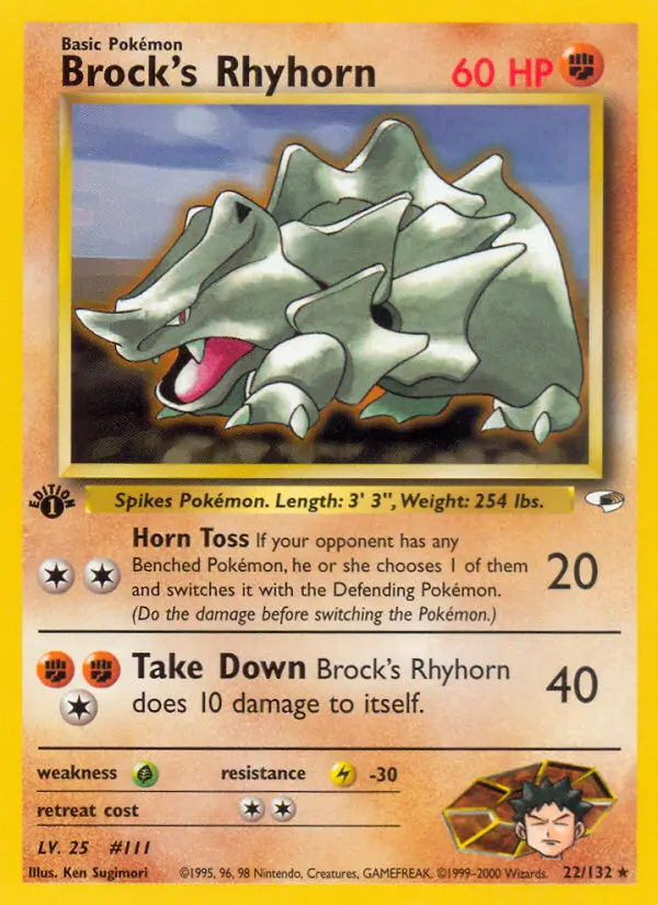 Brock's Rhyhorn — Gym Heroes card #22