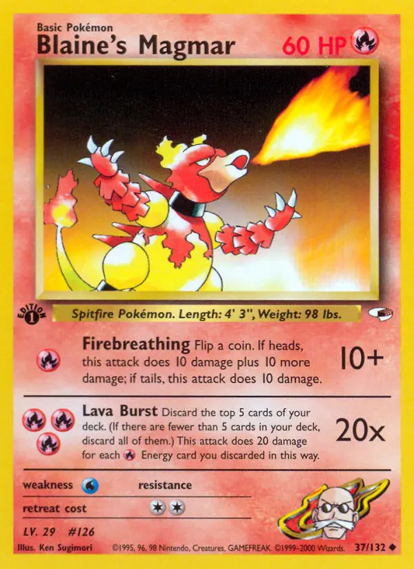 Blaine's Magmar — Gym Heroes card #37