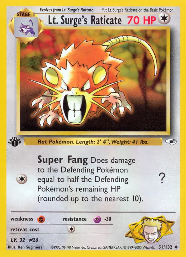 Lt. Surge's Raticate — Gym Heroes card #51