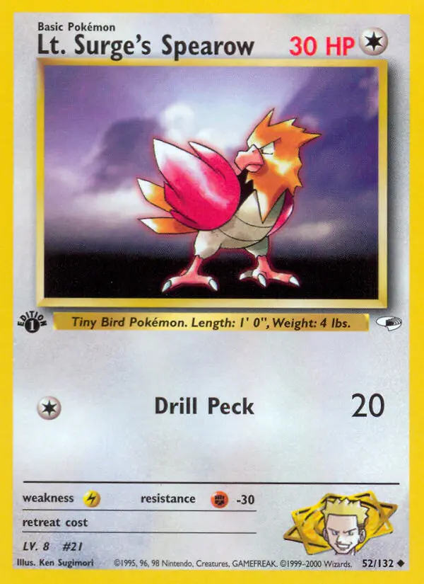Lt. Surge's Spearow — Gym Heroes card #52
