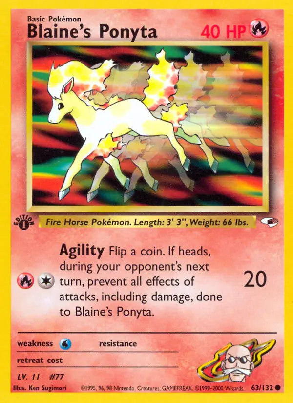 Blaine's Ponyta — Gym Heroes card #63