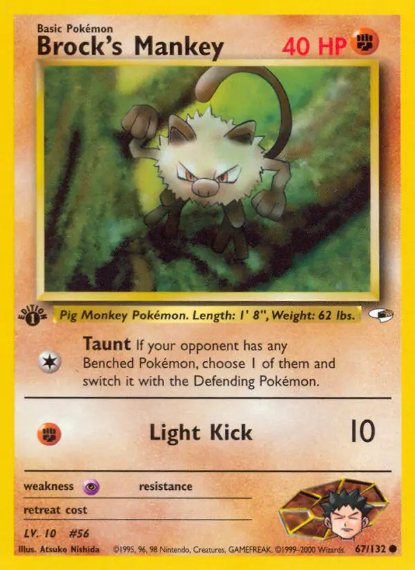 Brock's Mankey — Gym Heroes card #67