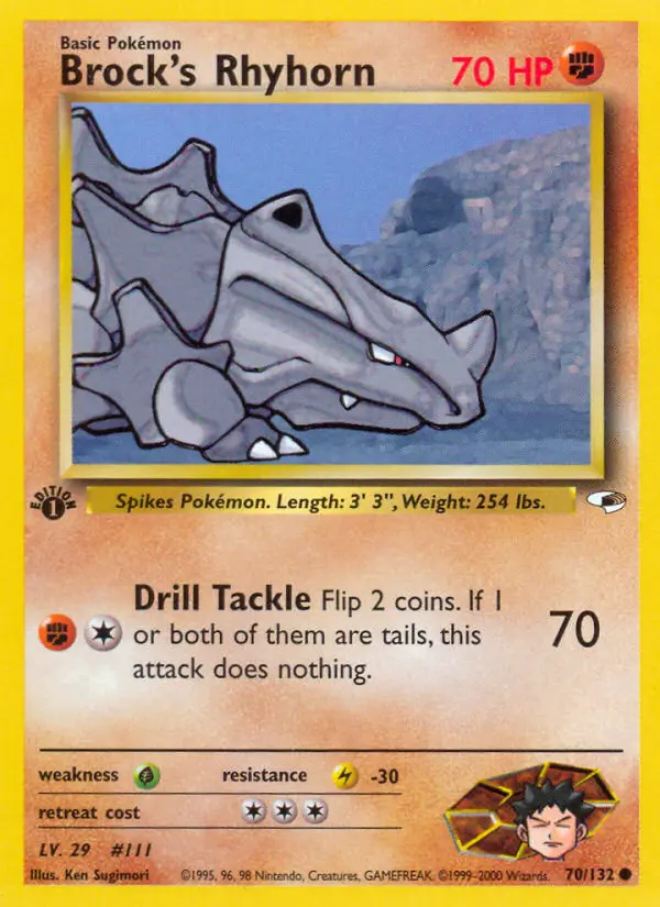 Brock's Rhyhorn — Gym Heroes card #70