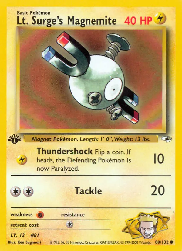 Lt. Surge's Magnemite — Gym Heroes card #80